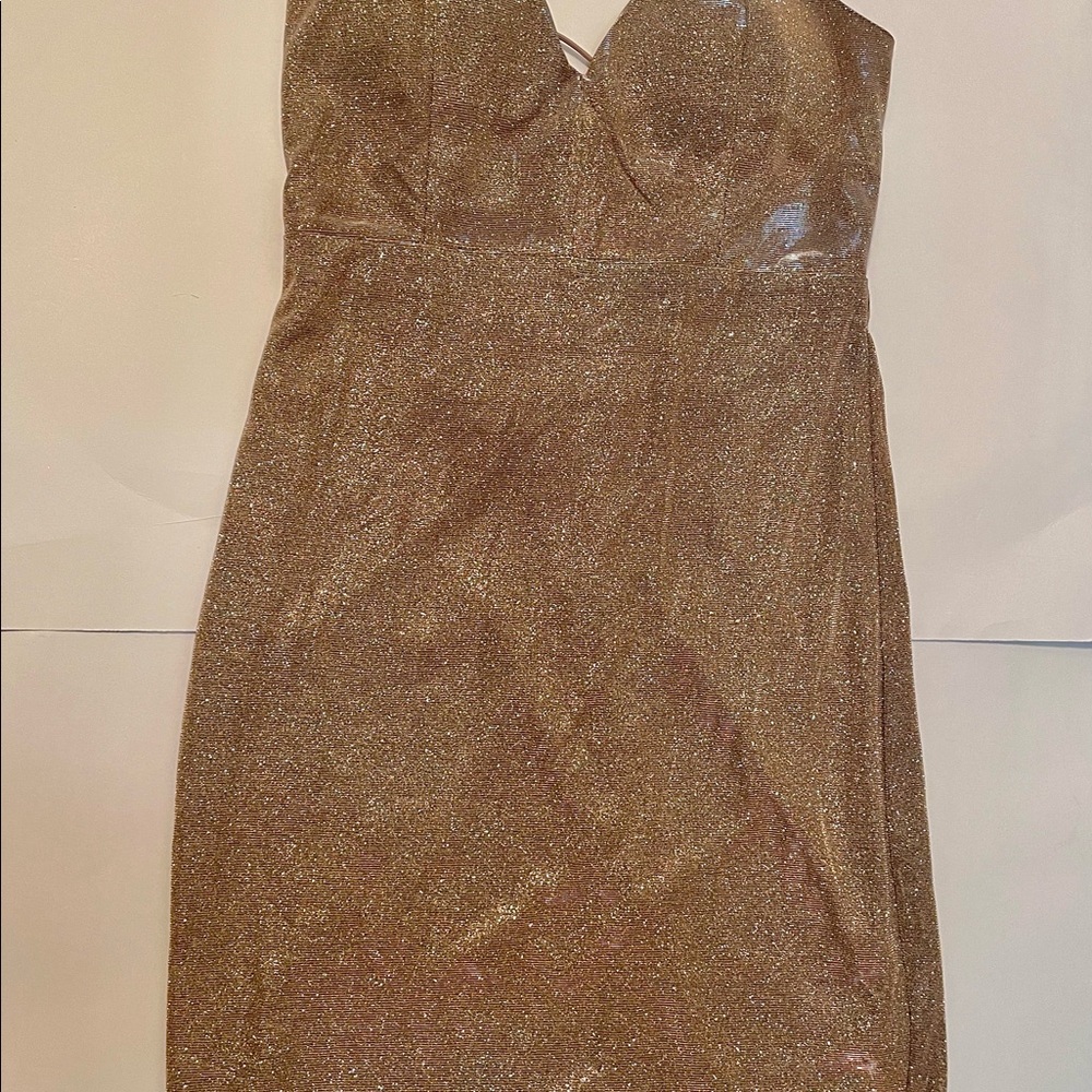 Mindcode Gold Sparkly Mini Dress - Picture 4 of 6